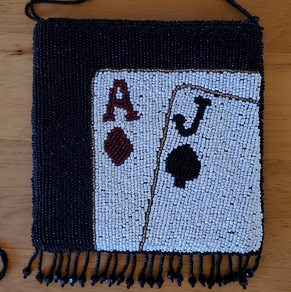 Beaded Crossbody Black Jack Bag